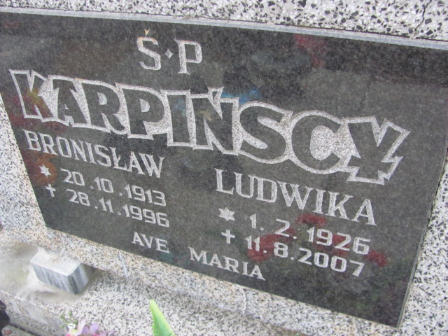 Bronisław Karpiński 1913 Bydgoszcz - Grobonet - Wyszukiwarka osób pochowanych