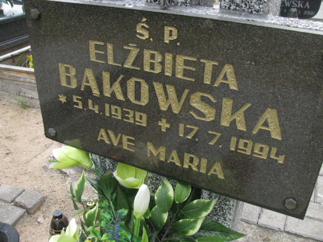Elżbieta Bąkowska 1939 Bydgoszcz - Grobonet - Wyszukiwarka osób pochowanych