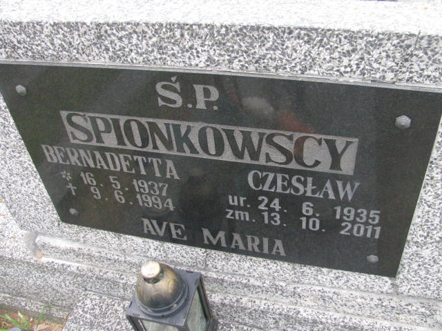 Bernadetta Spionkowska 1937 Bydgoszcz - Grobonet - Wyszukiwarka osób pochowanych