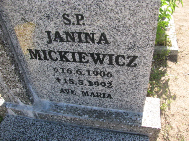 Janina Mickiewicz 1906 Bydgoszcz - Grobonet - Wyszukiwarka osób pochowanych