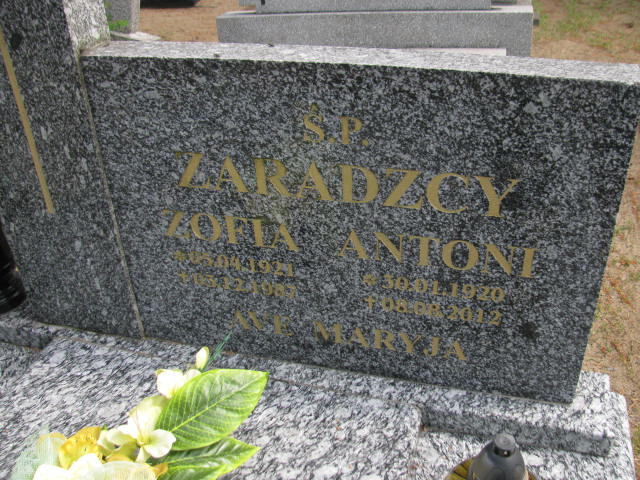 Zofia Zaradzka 1921 Bydgoszcz - Grobonet - Wyszukiwarka osób pochowanych