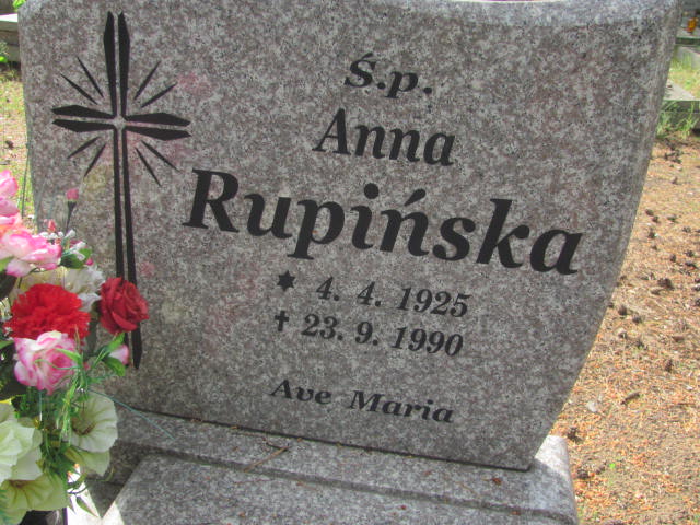 Anna Rupińska 1925 Bydgoszcz - Grobonet - Wyszukiwarka osób pochowanych