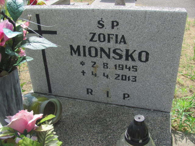 Zofia Mionsko 1945 Bydgoszcz - Grobonet - Wyszukiwarka osób pochowanych