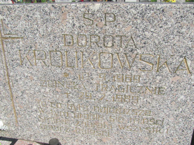 Dorota Królikowska 1969 Bydgoszcz - Grobonet - Wyszukiwarka osób pochowanych