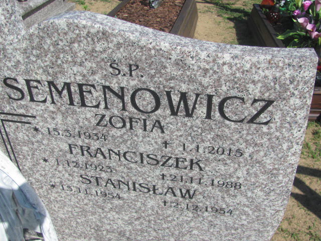 Franciszek Semenowicz 1923 Bydgoszcz - Grobonet - Wyszukiwarka osób pochowanych