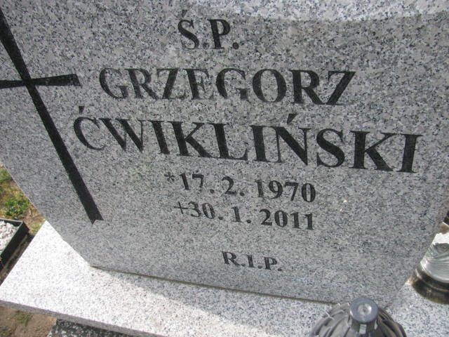 Grzegorz Ćwikliński 1970 Bydgoszcz - Grobonet - Wyszukiwarka osób pochowanych