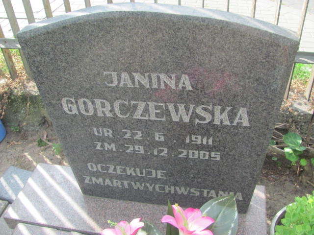 Janina Gorczewska 1911 Bydgoszcz - Grobonet - Wyszukiwarka osób pochowanych