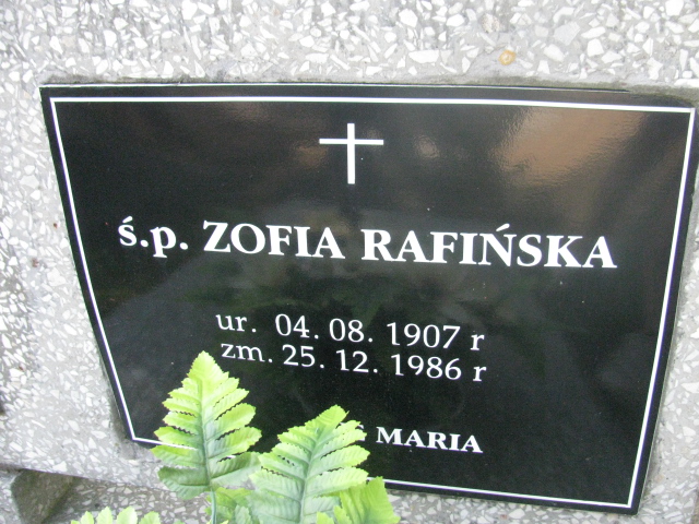 Zofia Rafińska 1907 Bydgoszcz - Grobonet - Wyszukiwarka osób pochowanych