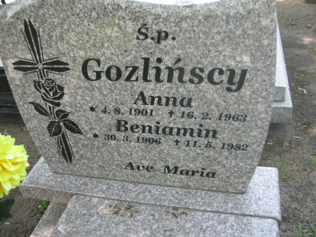 Beniamin Goźliński 1906 Bydgoszcz - Grobonet - Wyszukiwarka osób pochowanych