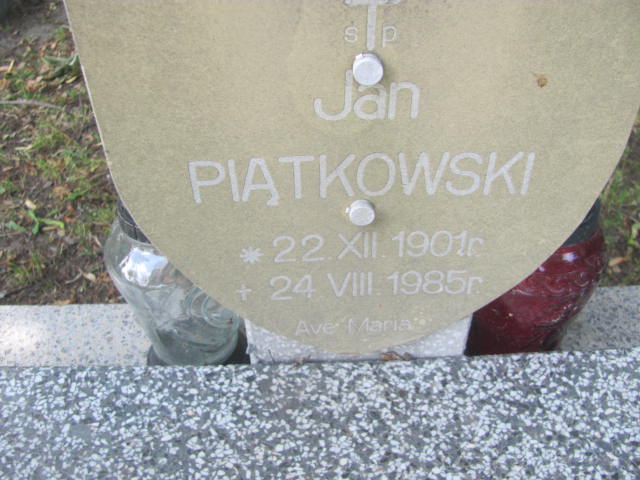 Jan Piątkowski 1901 Bydgoszcz - Grobonet - Wyszukiwarka osób pochowanych